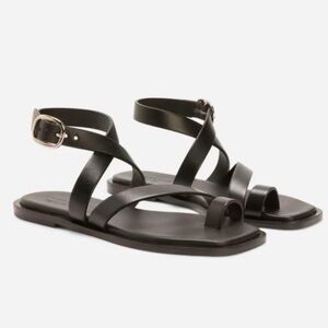 Everlane The Italian Leather Wrap Black Sandals Womens size 6